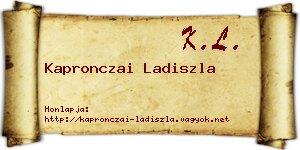 Kapronczai Ladiszla névjegykártya